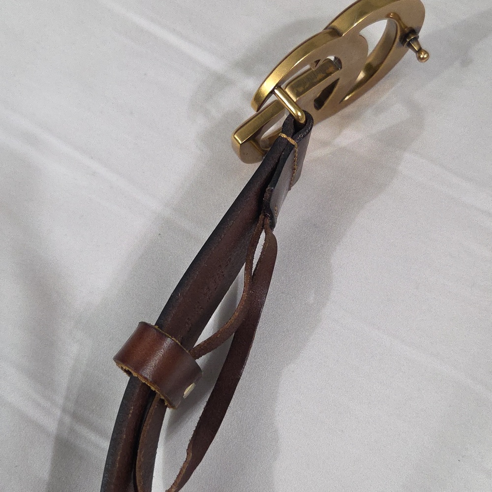 Gucci Brown Leather Belt with Gold Double G Buckle - Picture 11 of 16